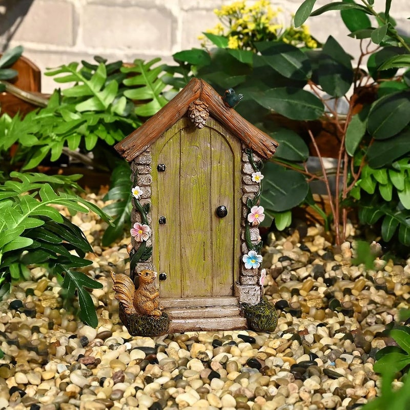 JIUMO Fairy Door for Trees Outdoor - Garden Accessories, Miniature Decor, Magic Enchanted Tree Stump Resin Wall Hanging Gifts - Image 3